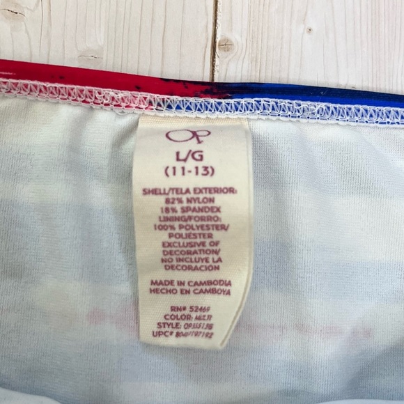 OP bikini string tie top red white and blue patriotic size L - Picture 5 of 7